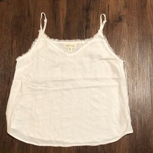 Cloth & Stone White Textured Spaghetti Strap Tank Top, Size S EUC